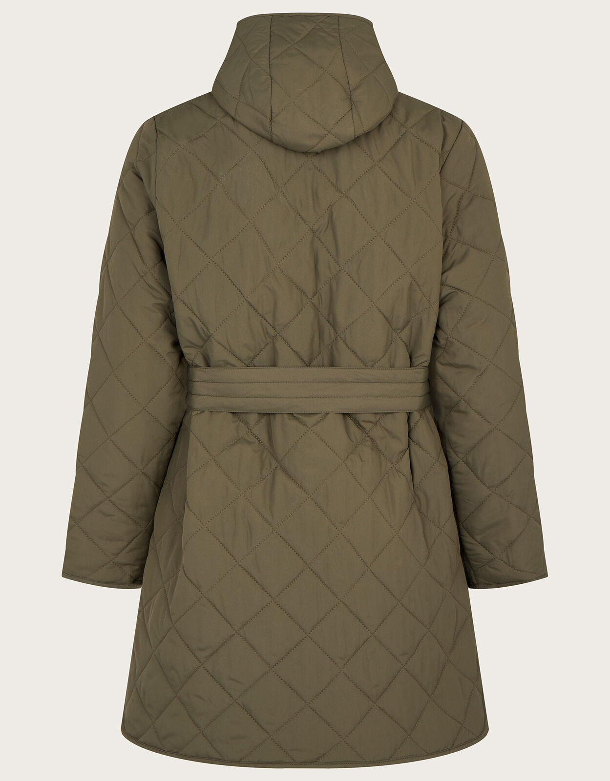 Belted quilted sales coat