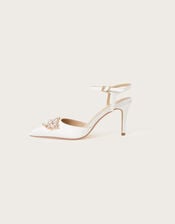 Two-Part Diamante Trim Bridal Shoes, Ivory (IVORY), large