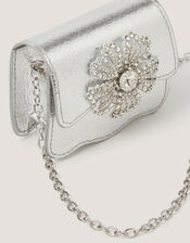 Mini Diamant&eacute; Flower Metallic Bag, , large