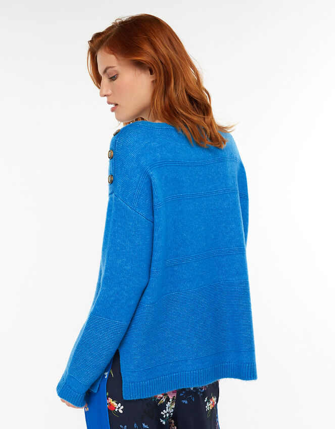 Brooke Button Shoulder Jumper, Blue (BLUE), large