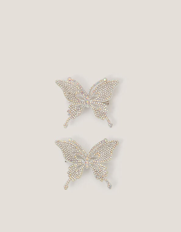 2-Pack Rhinestone Butterfly Hair Clips, , large