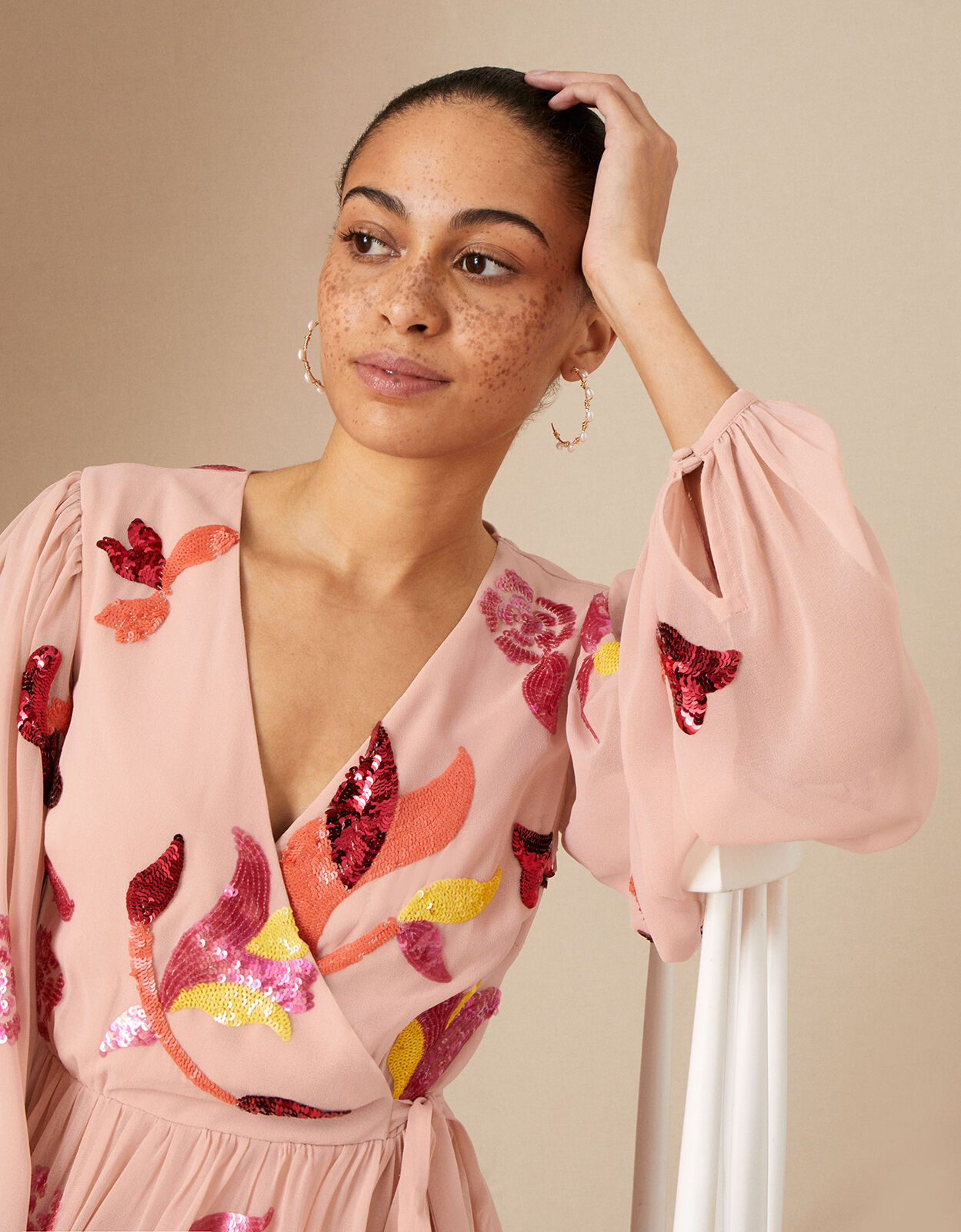 Embellished best sale wrap dress
