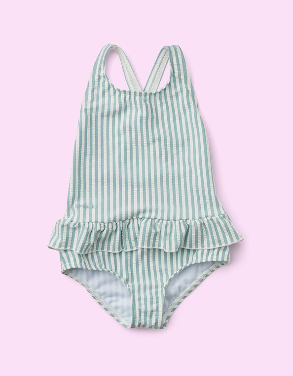 Liewood Amara Stripe Seersucker Swimsuit, Blue (BLUE), large