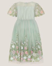 Dalia Floral Embroidered Party Dress, Green (SAGE), large