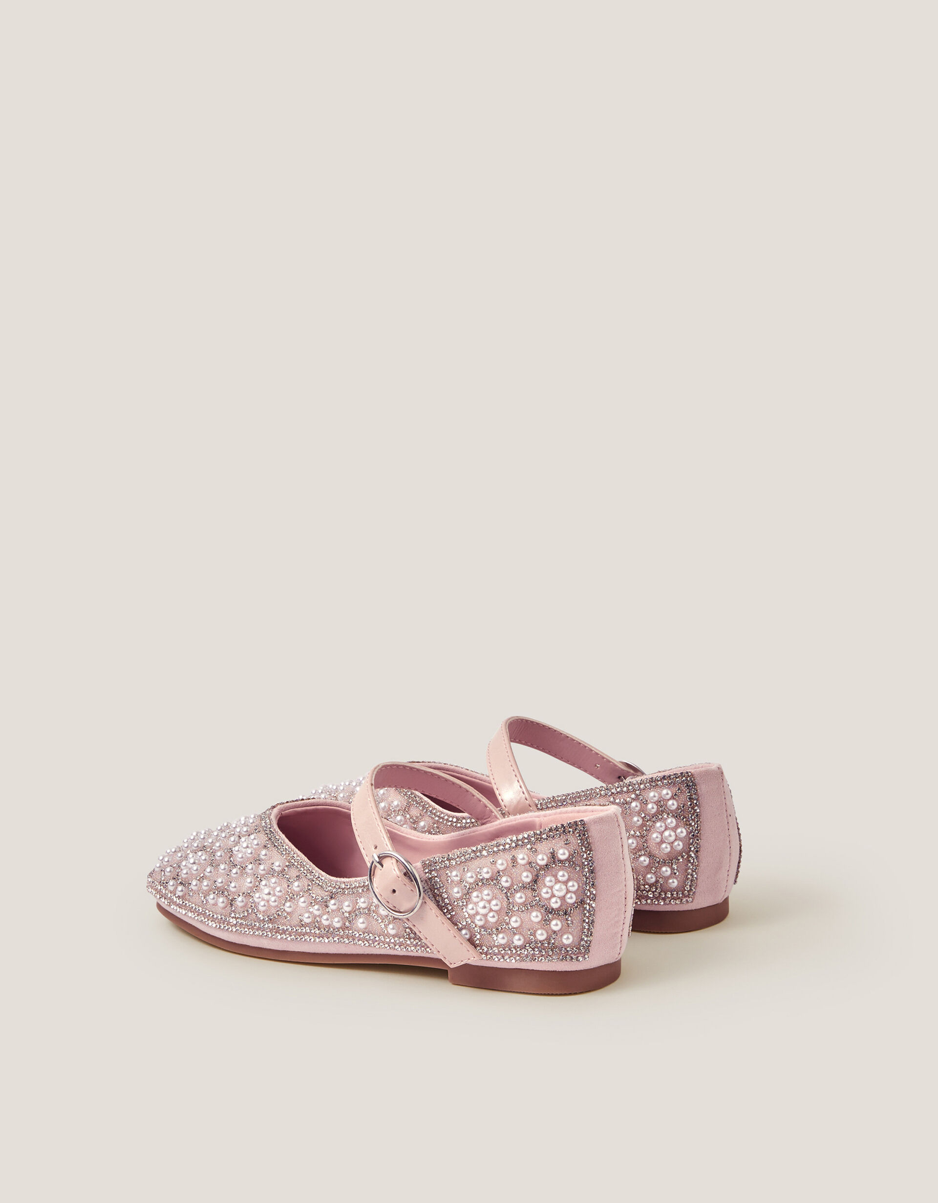 Rhinestone Pearl Embellished Ballet Flats Pink | Girls' Flat Shoes