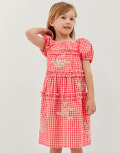 Sequin Butterfly Gingham Dress, Pink (PINK), large