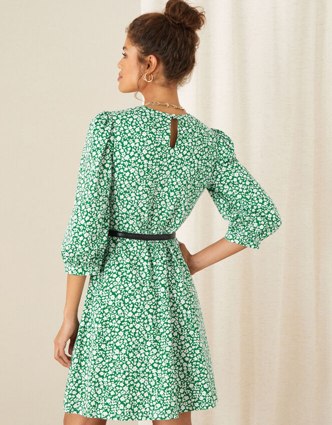 Mona Ditsy Floral Jersey Dress, Green (GREEN), large