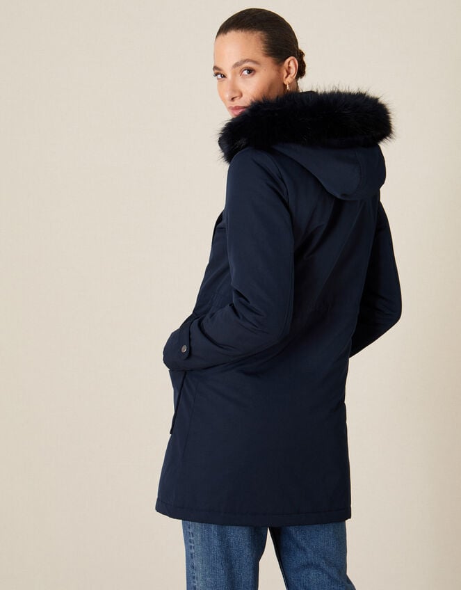 Muriel Fluffy Hood Parka Coat, Blue (NAVY), large