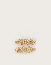 2-Pack Gemstone Flower Hair Clips, , large