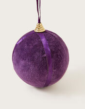 Plain Velvet Bauble Decoration, Purple (PURPLE), large
