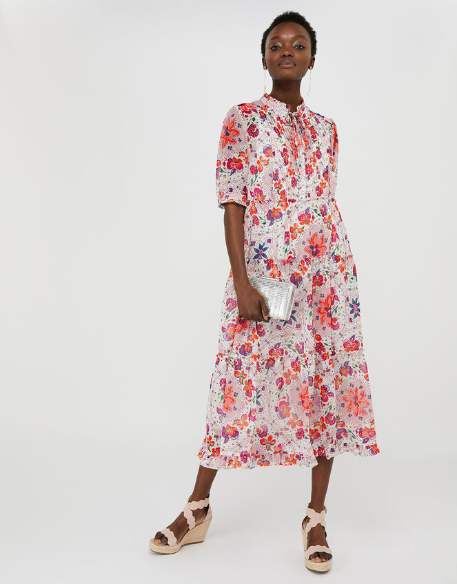 Paris Floral Shirt Dress, Ivory (IVORY), large