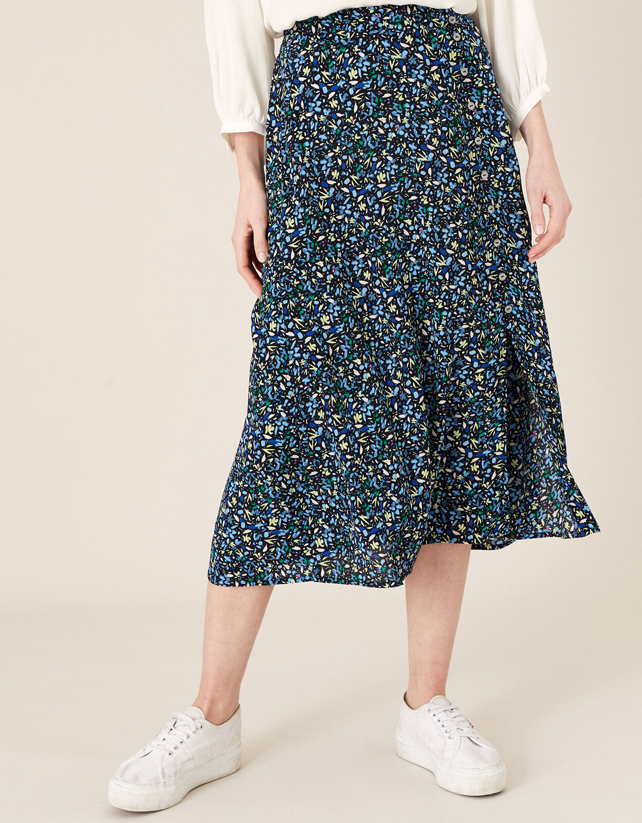 Ditsy Print Midi Skirt in Sustainable
