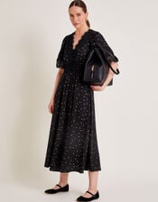 Clea Spot Dress, Black (BLACK), large