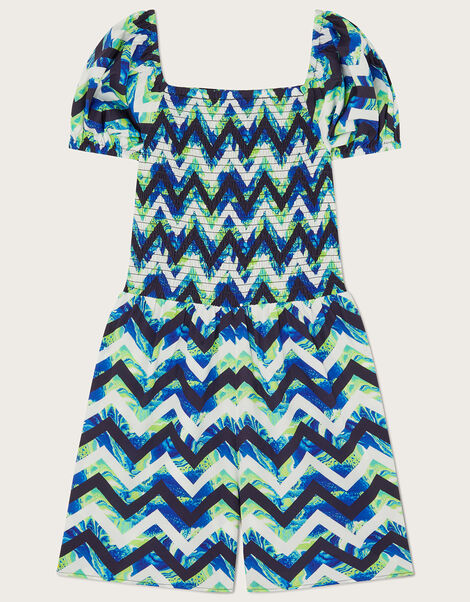 Chevron Marble Playsuit in Recycled Polyester, Multi (MULTI), large