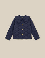 Jade Collar Quilted Jacket, Blue (NAVY), large