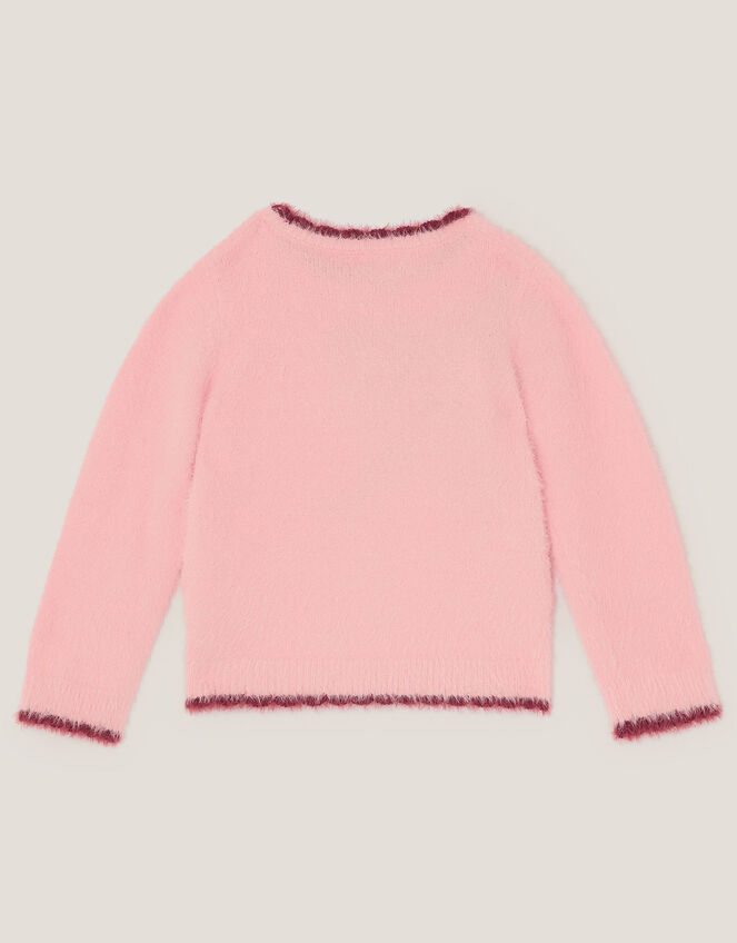 Sequin Bow Fuzzy Sweater, Pink (PINK), large