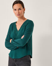 Fey Embroidered Lace Blouse, Teal (TEAL), large