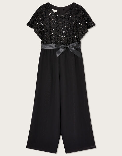 Deco Cape Sleeve Jumpsuit, Black (BLACK), large