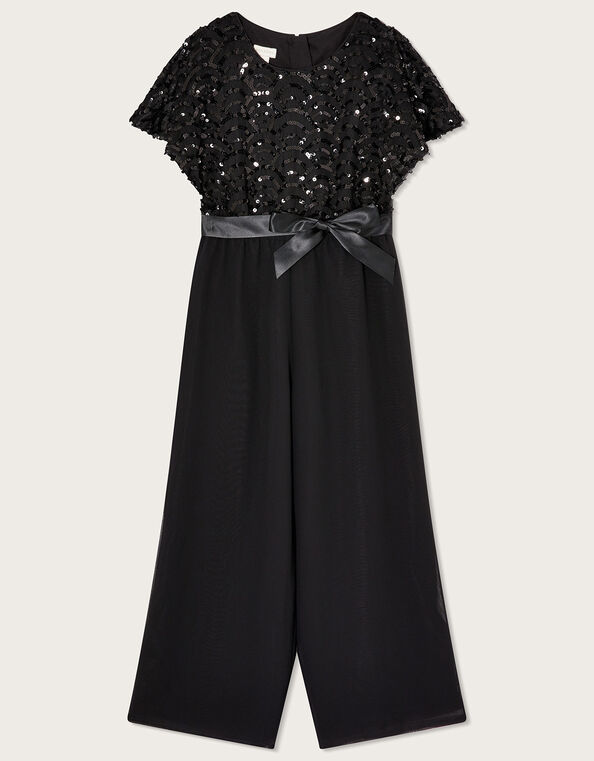 Deco Cape Sleeve Jumpsuit, Black (BLACK), large
