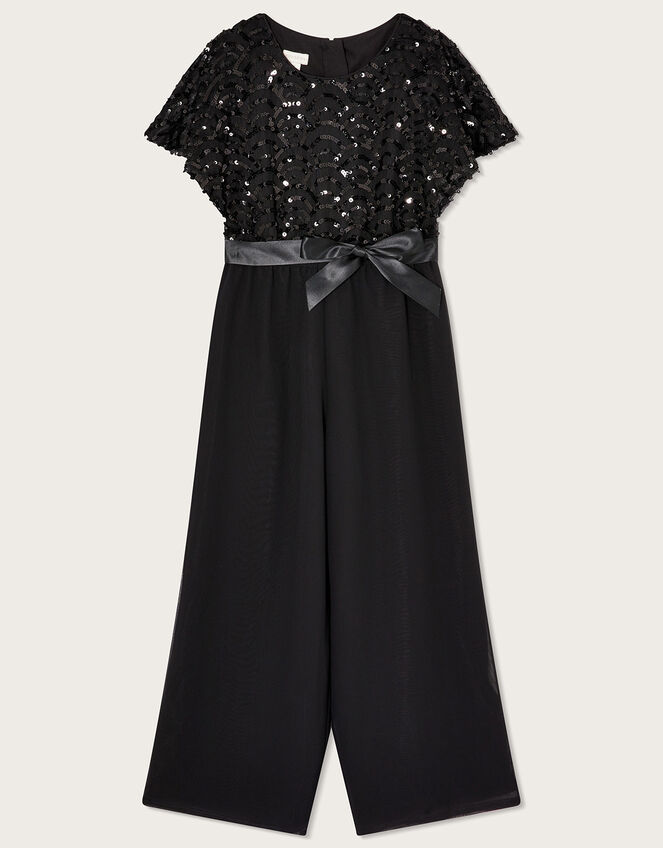 Deco Cape Sleeve Jumpsuit, Black (BLACK), large