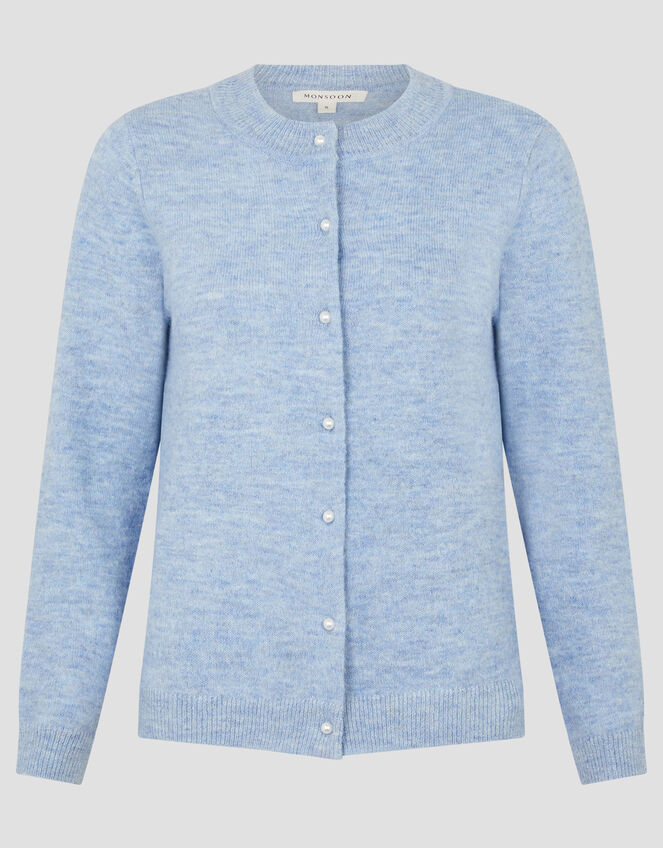 Lenny Pearl Button Cardigan, Blue (LIGHT BLUE), large