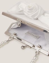 Satin Rose Bow Mini Bag, Ivory (IVORY), large