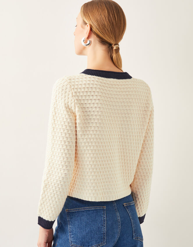 Nancy Smart Waffle Knit Cardigan, Ivory (IVORY), large
