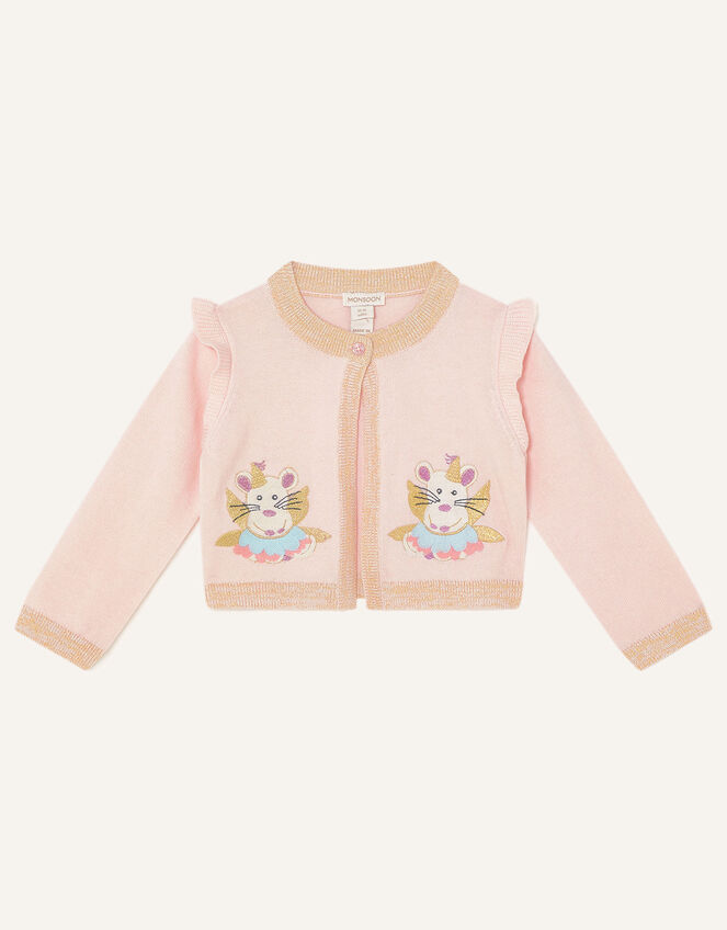 Baby Mice Applique Cardigan, Pink (PINK), large