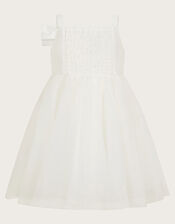 Baby Betty Bow Twill Dress, Ivory (IVORY), large