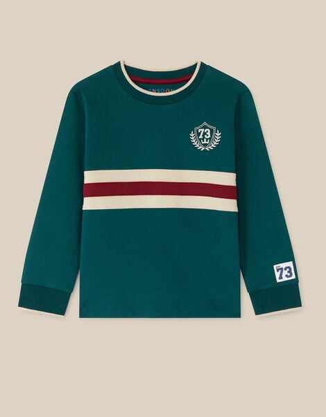 Stripe Cotton Sweatshirt , Green (GREEN), large