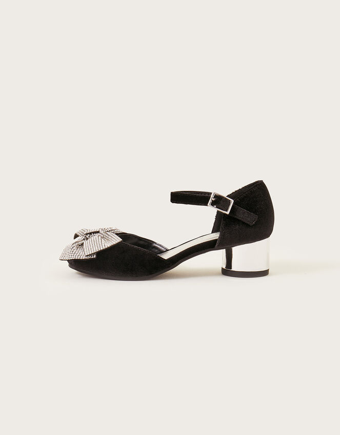 Bow Velvet Two-Part Heels, Black (BLACK), large