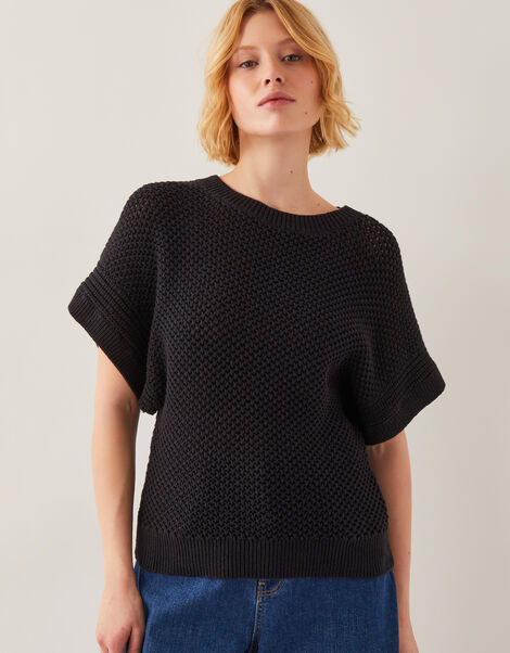 Sofie Slouchy Short Sleeve Jumper, Black (BLACK), large