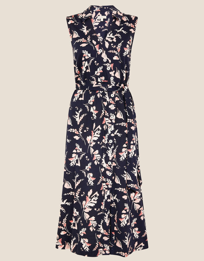 Lydia Printed Jersey Wrap Dress, Blue (NAVY), large