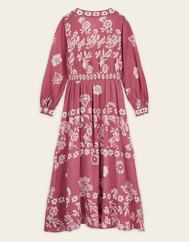 East Kris Hand-Batik Floral Maxi Dress, Pink (DUSKY PINK), large