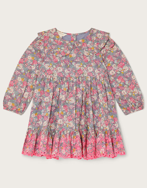 Baby Ditsy Broderie Dress, Grey (GREY), large