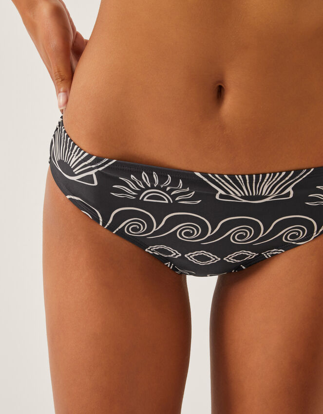 Macie Shell Print Bikini Bottoms, Black (BLACK), large