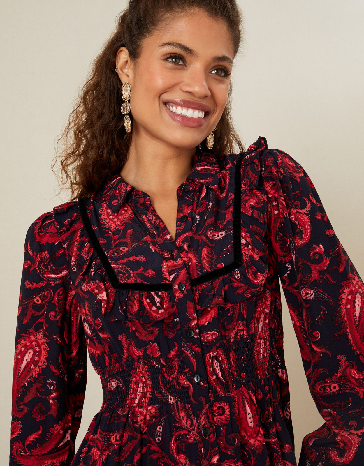 Paisley Print Midi Dress Red Day Dresses Monsoon ROI