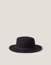 Drew Wool Fedora Hat, Blue (NAVY), large