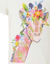 Georgia Giraffe Embellished T-Shirt, Ivory (IVORY), large