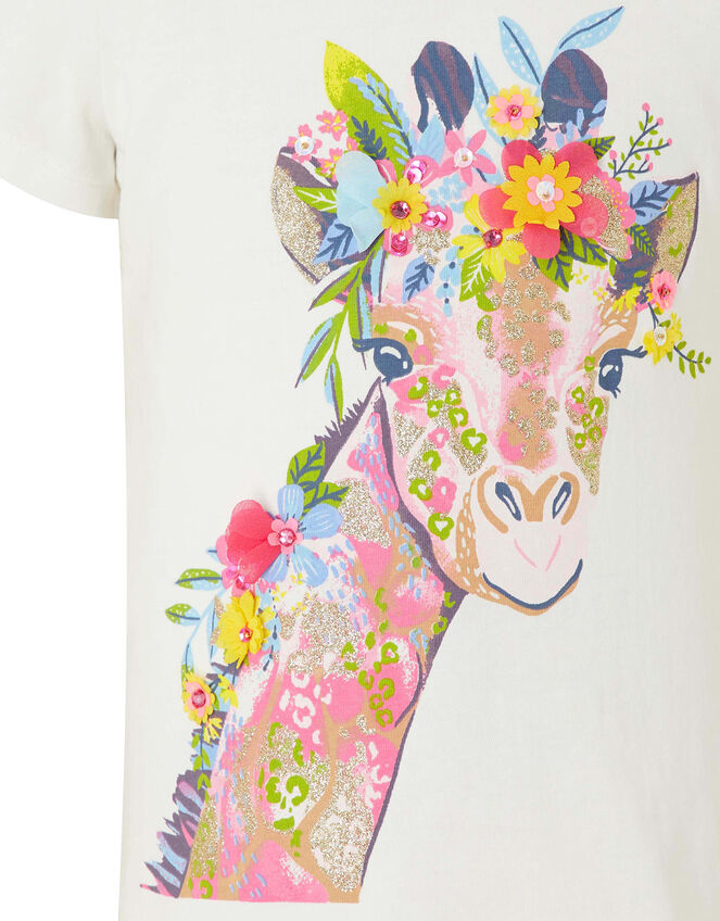 Georgia Giraffe Embellished T-Shirt, Ivory (IVORY), large