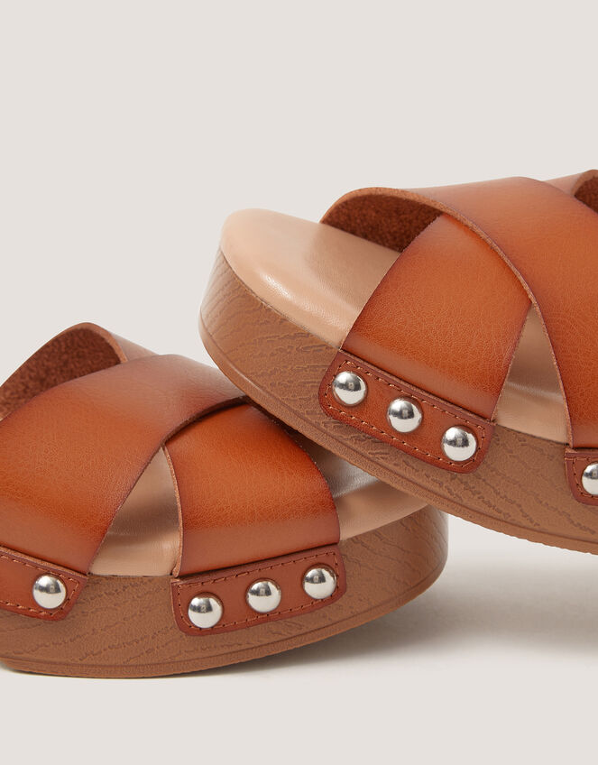 Alice Woven Heeled Clogs, Tan (TAN), large