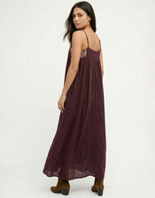 Raffya Sapphire Strappy Embroidered Maxi Dress, Brown (BROWN), large