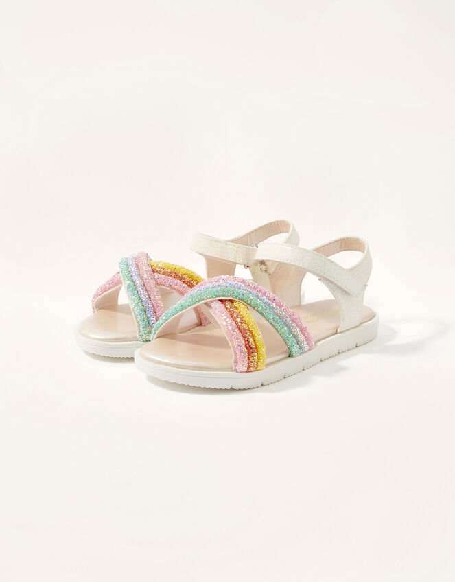 Cross Strap Glitter Rainbow Sandals , Multi (MULTI), large