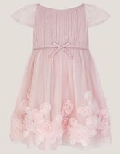 Baby Evangaline Rose Appliqué Tulle Dress, Pink (PINK), large