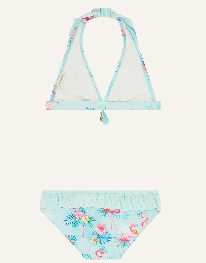 Flamingo and Foil Spot Bikini Set, Blue (AQUA), large