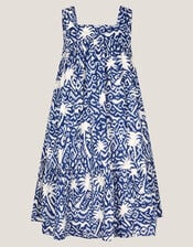 Palm Print Ikat Sundress, Blue (BLUE), large