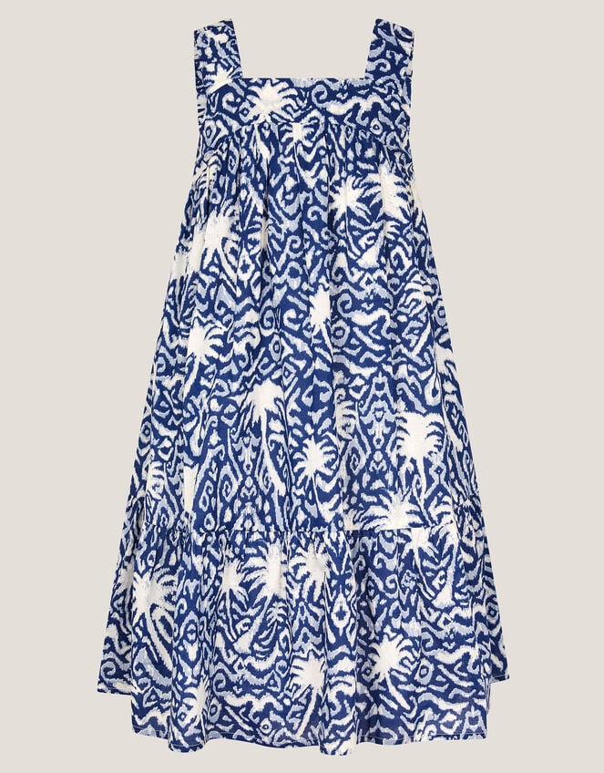 Palm Print Ikat Sundress, Blue (BLUE), large