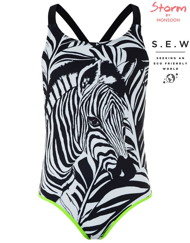 Zara Zebra Swimsuit, Black (BLACK), large