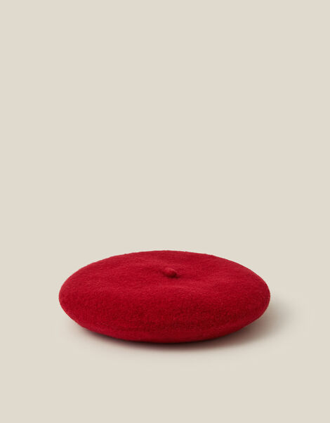 Velvet Bow Beret, Red (RED), large