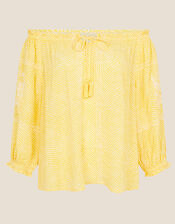 Anastasija Printed Off-Shoulder Top, Yellow (YELLOW), large